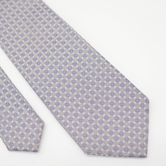 Kenneth Cole Reaction Gray Purple Geometric Woven‎ Skinny Silk Tie - Picture 1 of 7